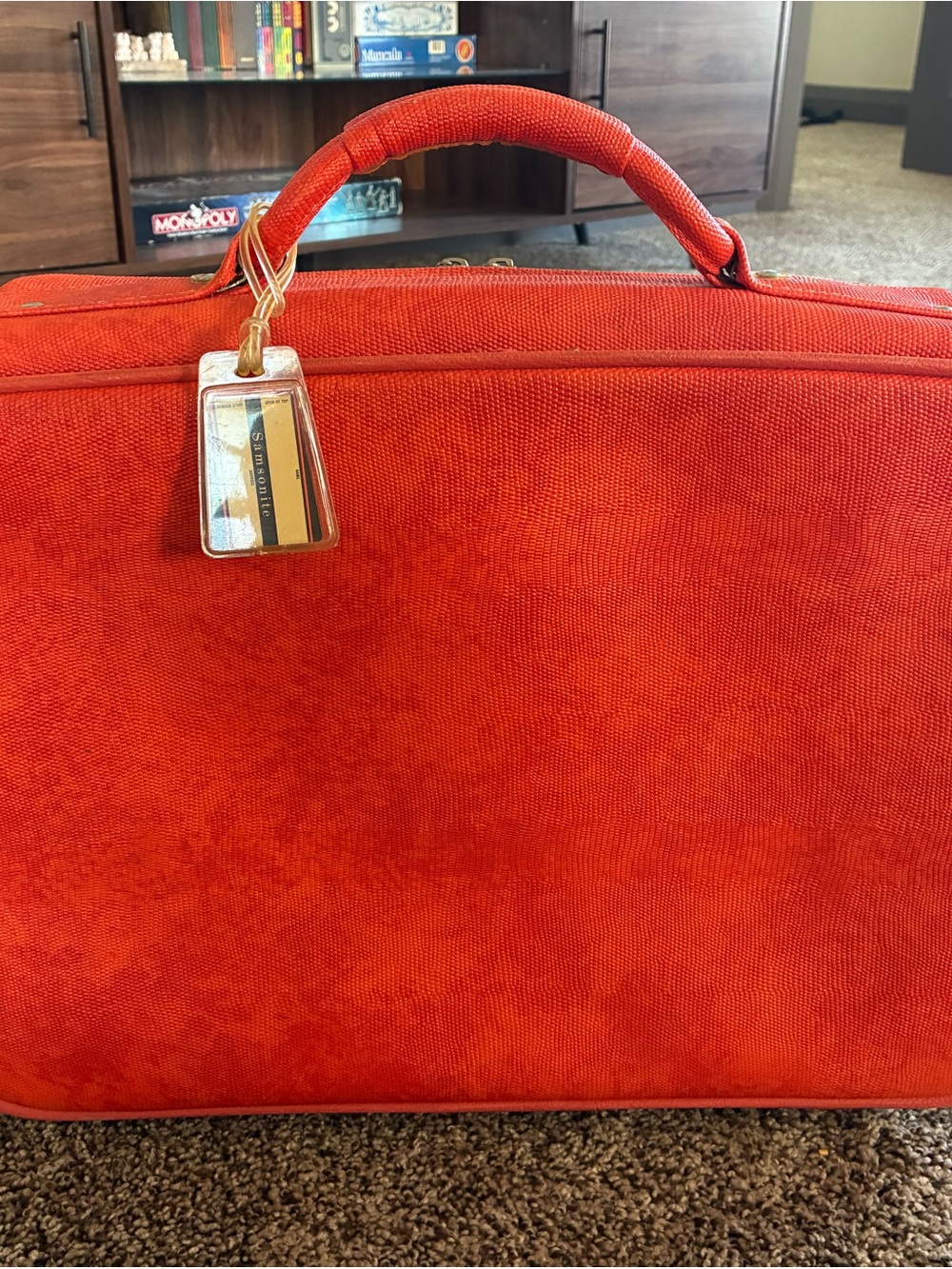 Vintage Samsonite Silhouette Orange Marbled Vinyl flight bag 19" Suitcase